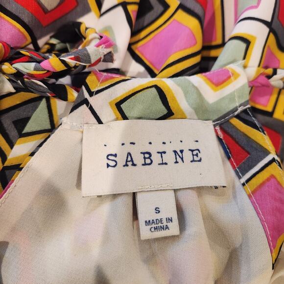 Sabine Womens Multi Color Geo Print Tied Rope Strap Tank Top Size Small Y2K 90s - Picture 5 of 10